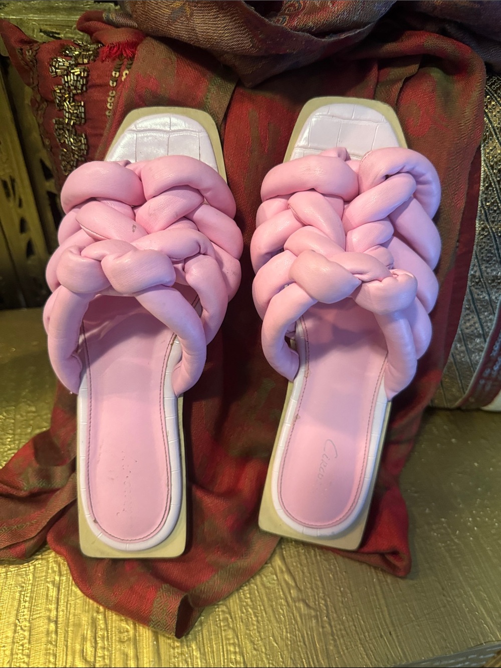 Pink Braided Slide Sandals -  Women Circus Edelman